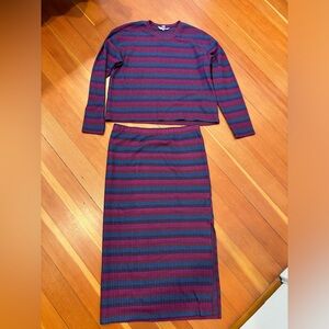 Time and Tru stripe long sleeve top and skirt set M